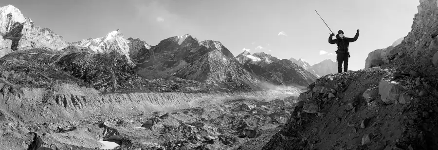 The Khumbu glacier seen from the moraine