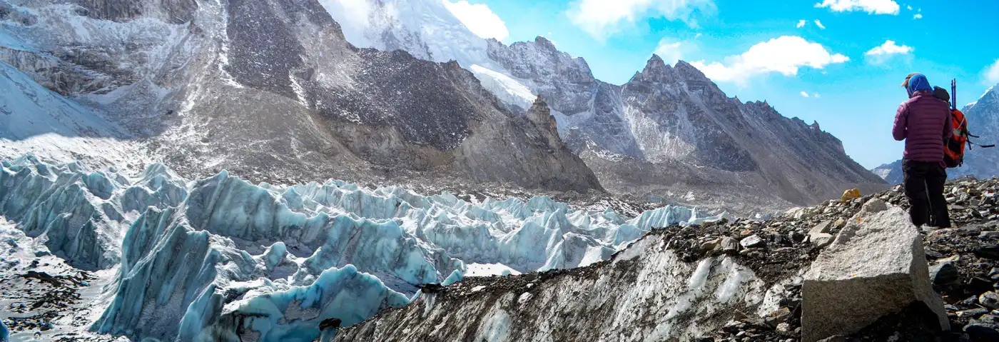 The Khumbu icefall above Everest Base Camp at first light