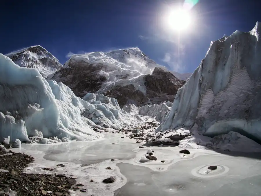 The Khumbu icefall above Everest Base Camp